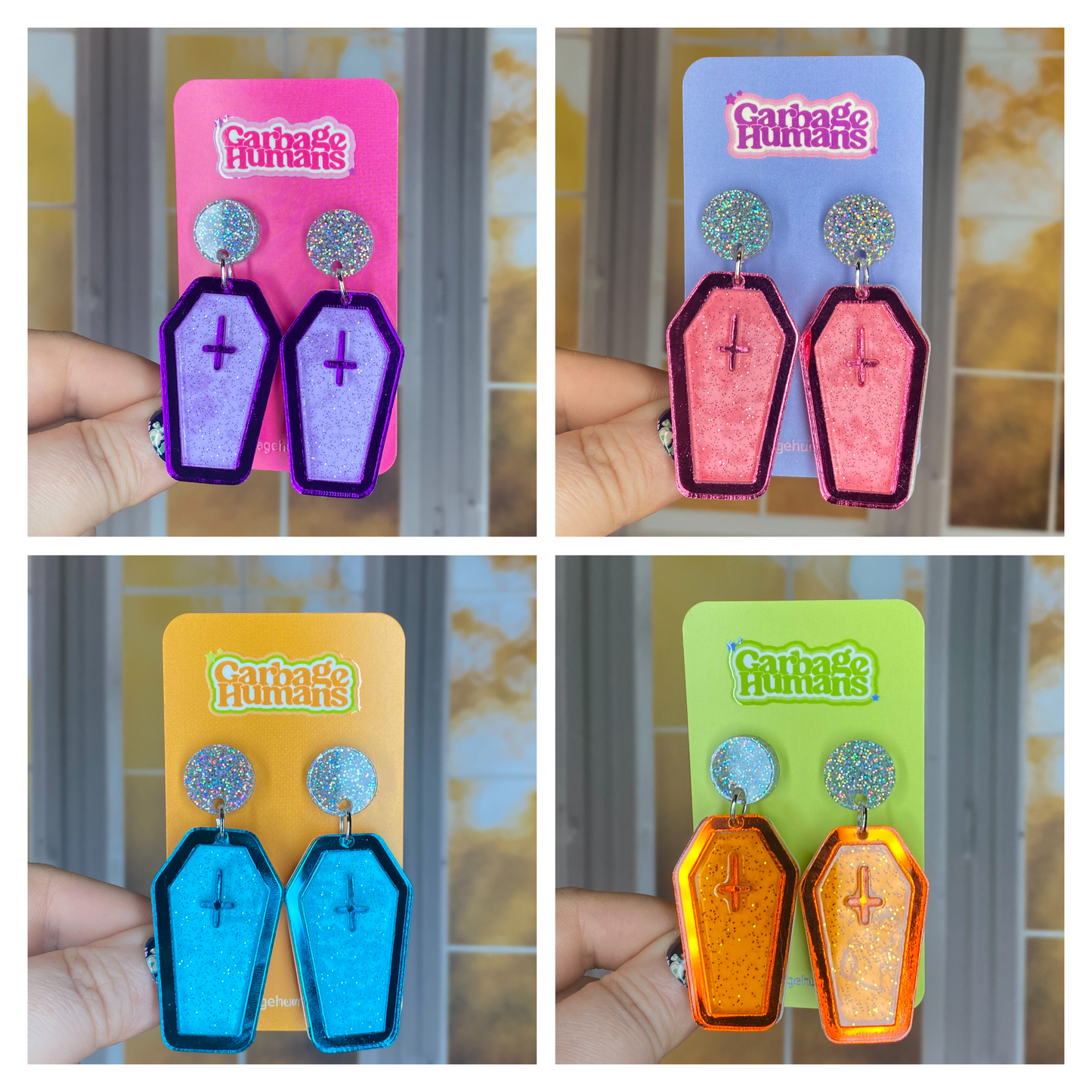Jelly Coffin Outline Earrings