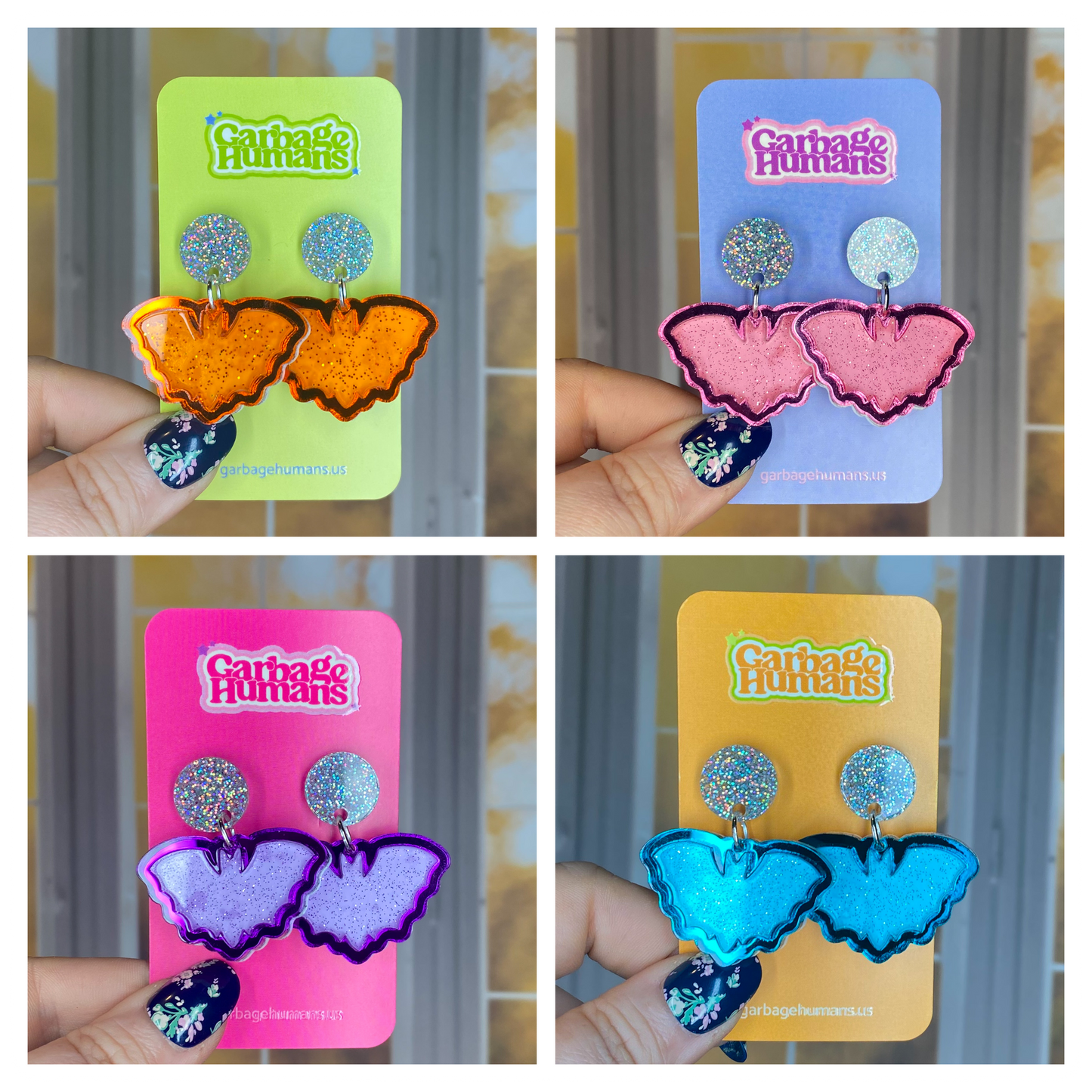 Jelly Bat Outline Earrings