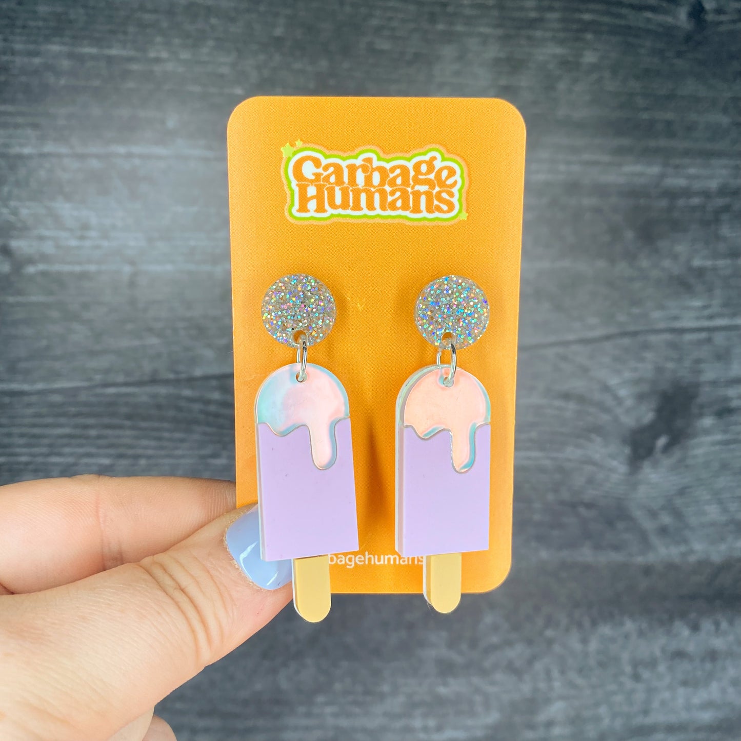 Purple Iridescent Ice Cream Bar Earrings