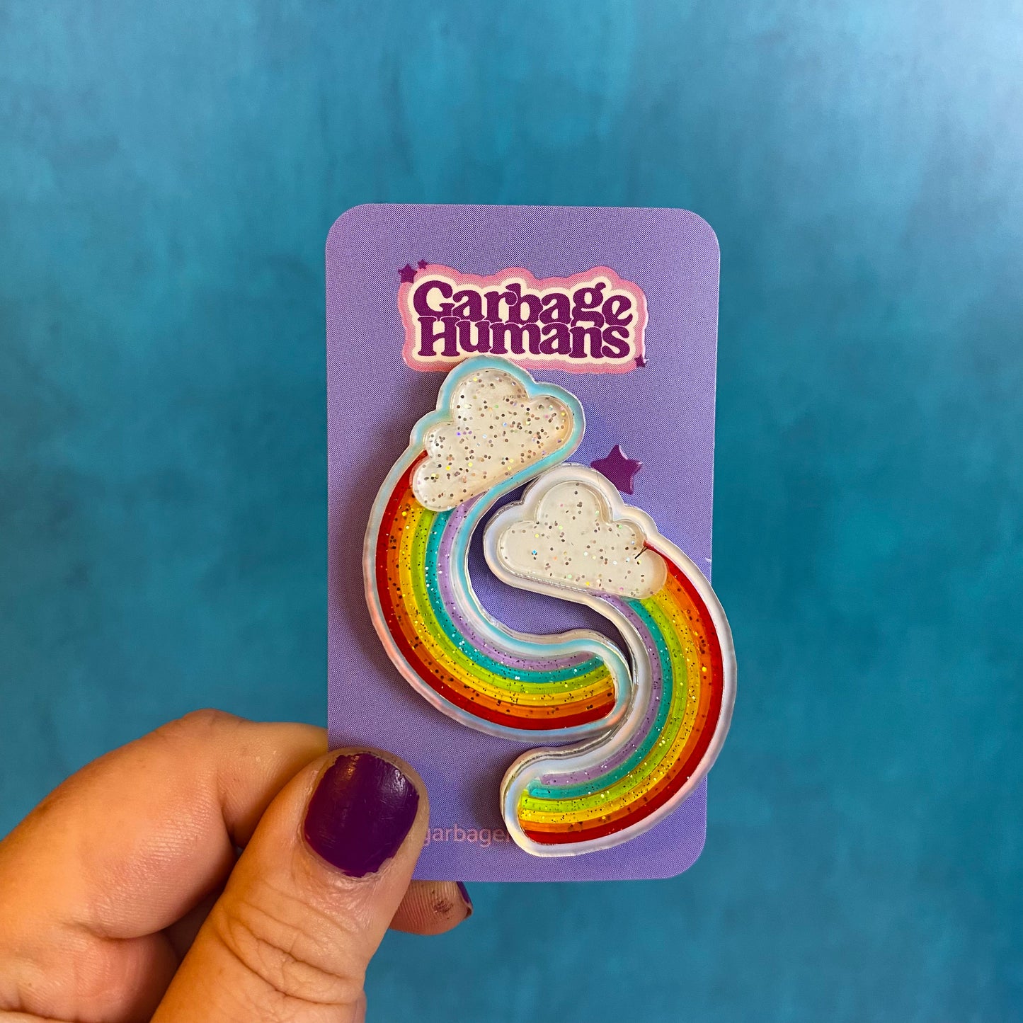 Rainbow Cloud half hoop studs