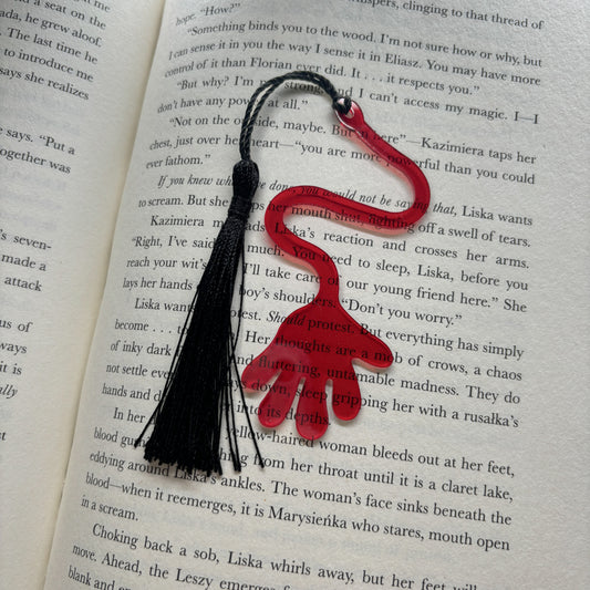 Sticky hand bookmark