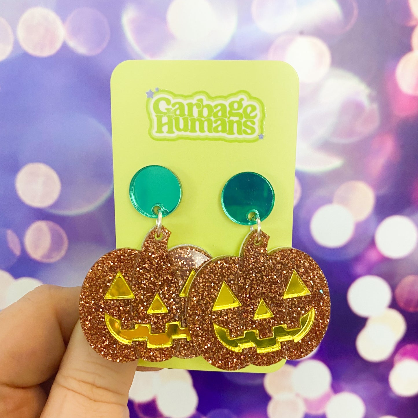 Opaque Glitter  jack-o'-lantern Earrings