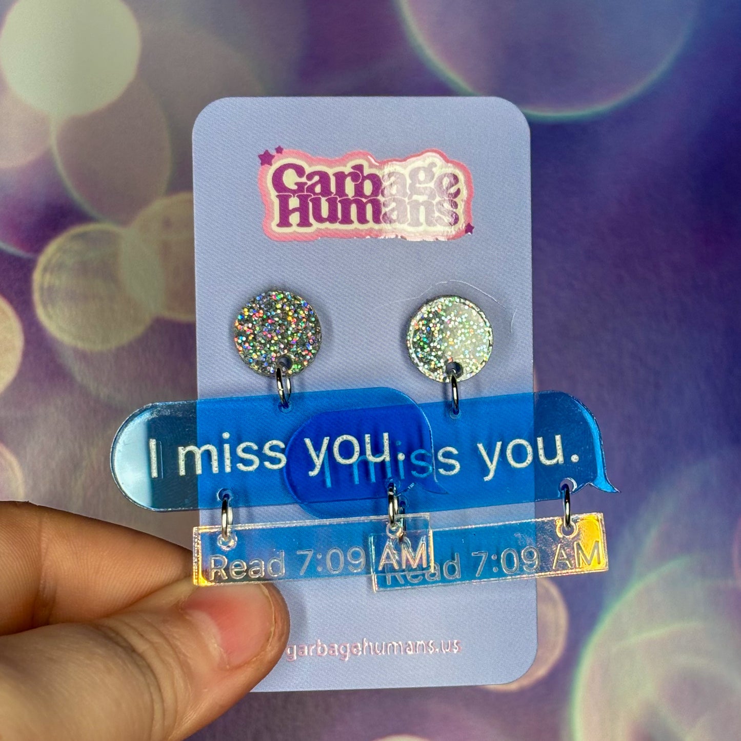 I Miss You Text Earrings