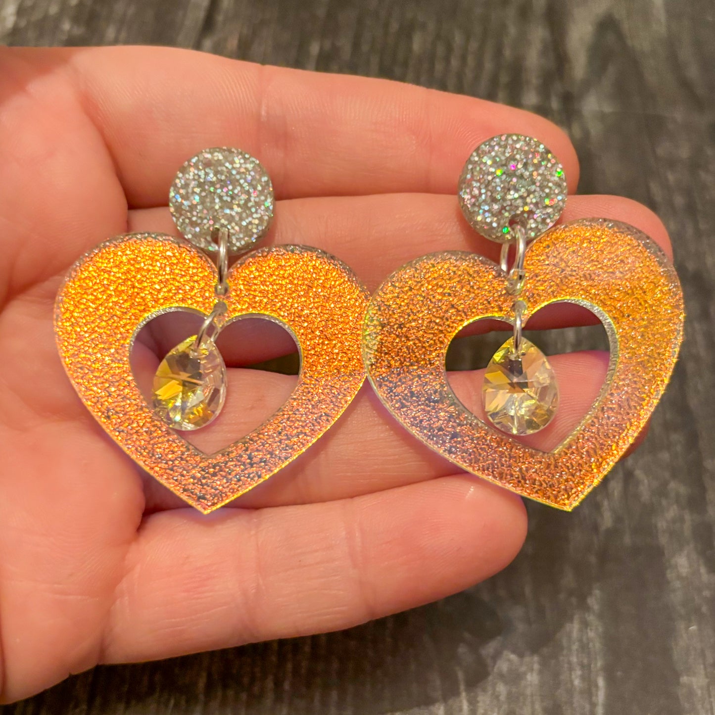 Crystal Heart Earrings Translucent