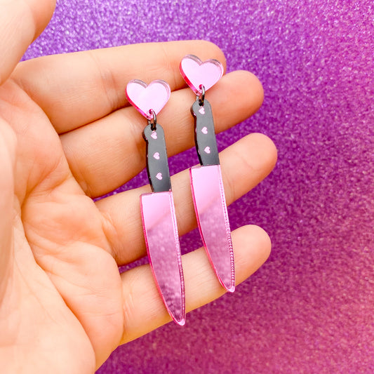Pink Knife Earrings