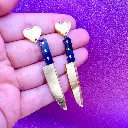 Gold Knife Earrings