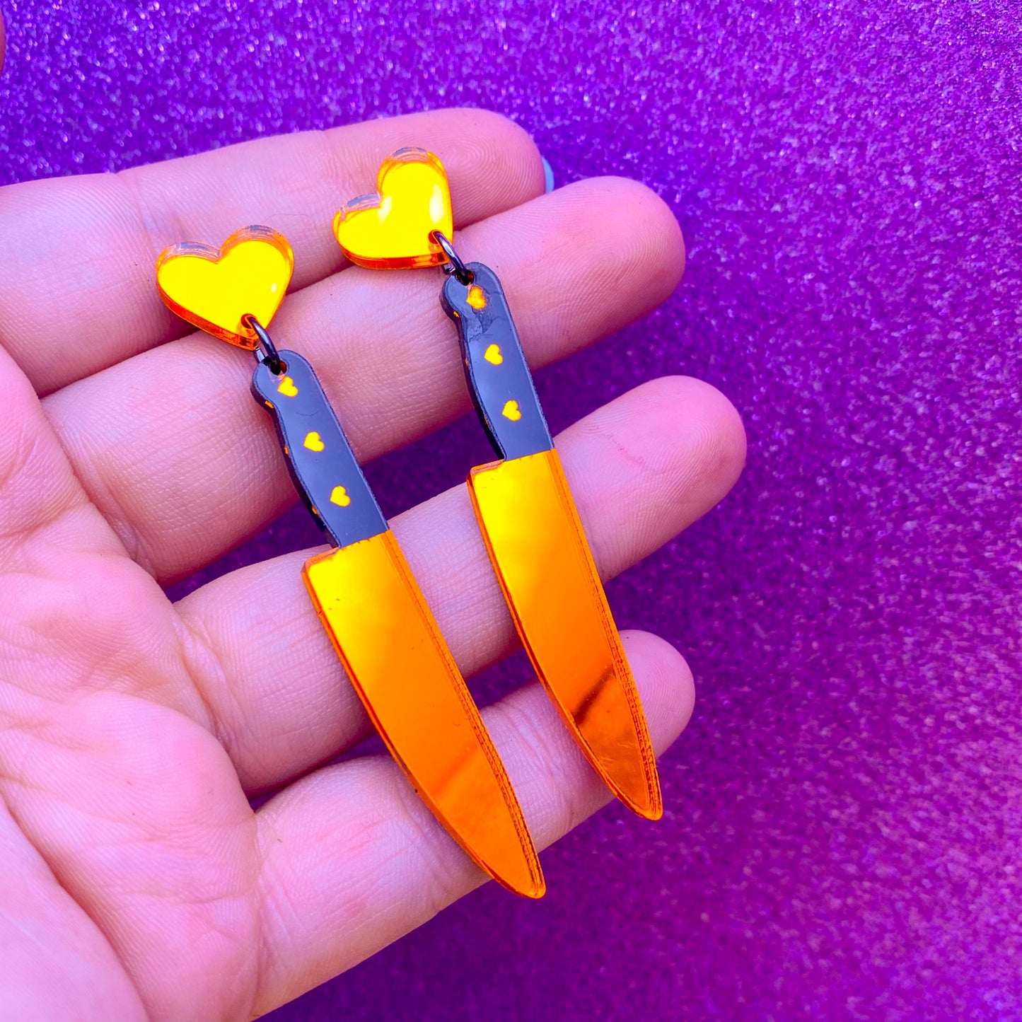 Orange Knife Earrings