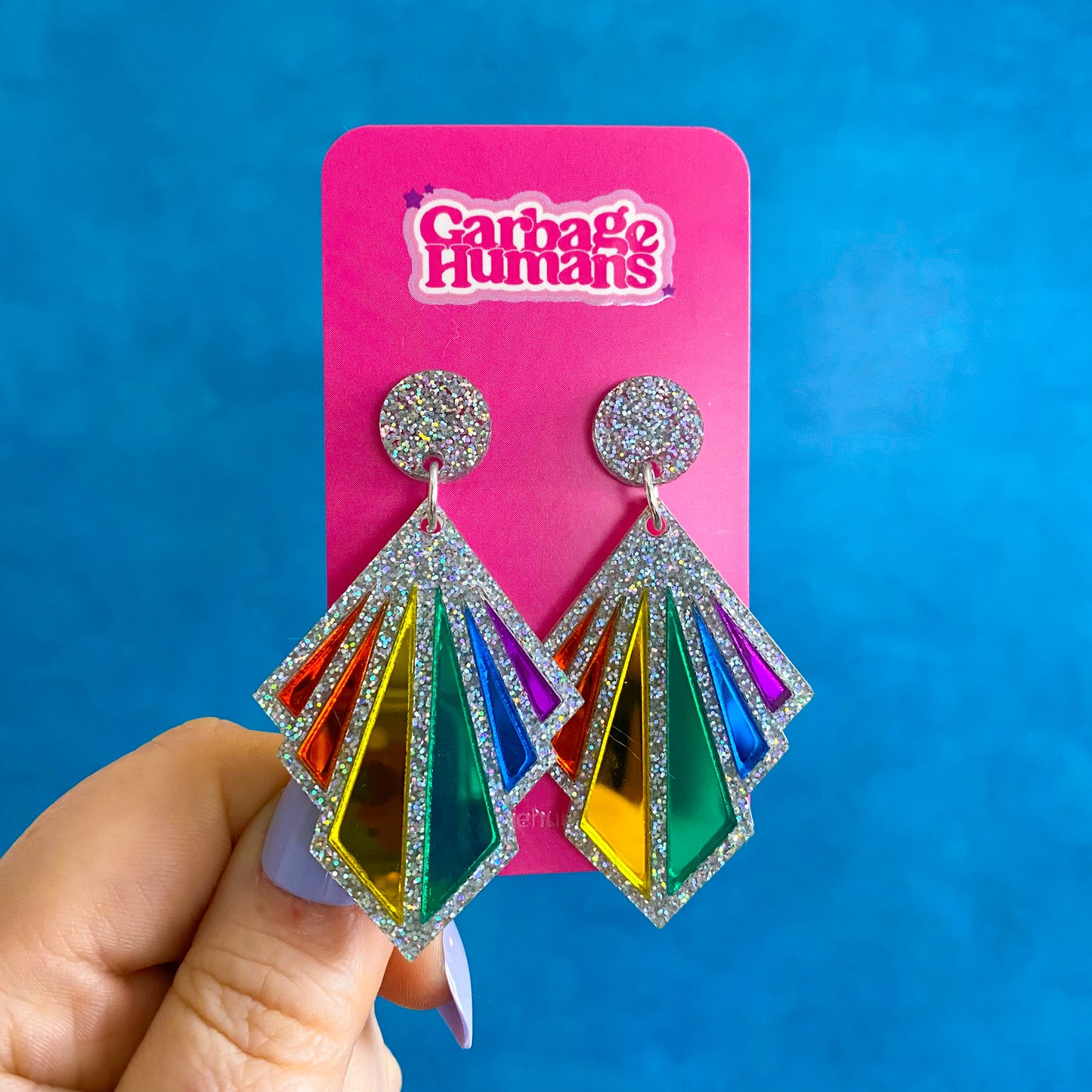 Rainbow Art Deco Earrings