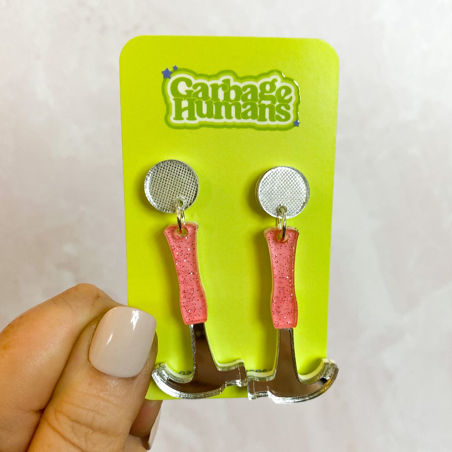 Pink Hammer Earrings