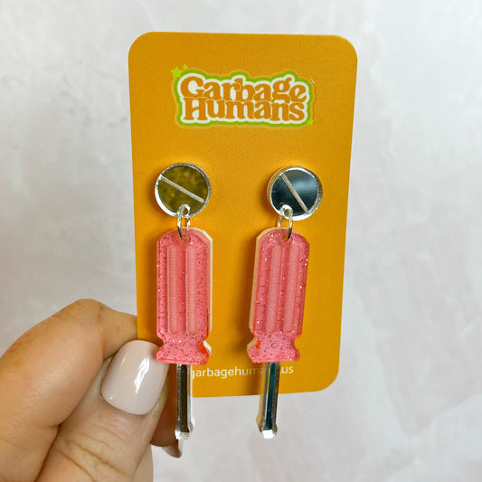 Pink Screwdriver Earrings